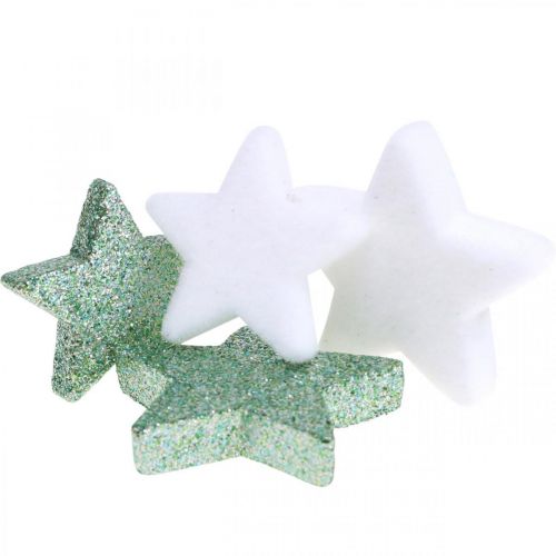 daiktų Taškinė dekoracija kalėdinės išbarstytos žvaigždės žalia balta Ø4/5cm 40vnt