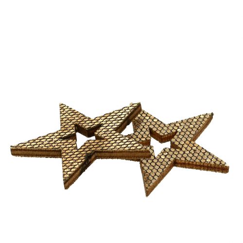 daiktų Medžio žvaigždės aukso pabarstuku dekoracija 4cm 48vnt