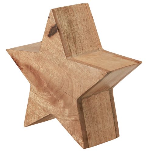 daiktų Žvaigždė dekoratyvinė medinė stalo puošmena mango mediena, skirta stovėti natūraliai Ø24cm