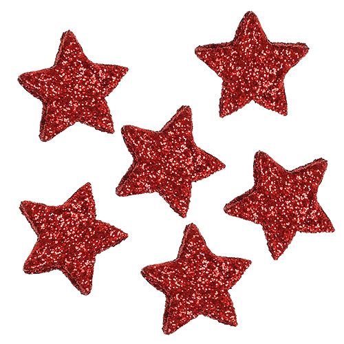 Floristik24 Žvaigždžių blizgučiai 1,5cm raudonai pabarstyti 144vnt