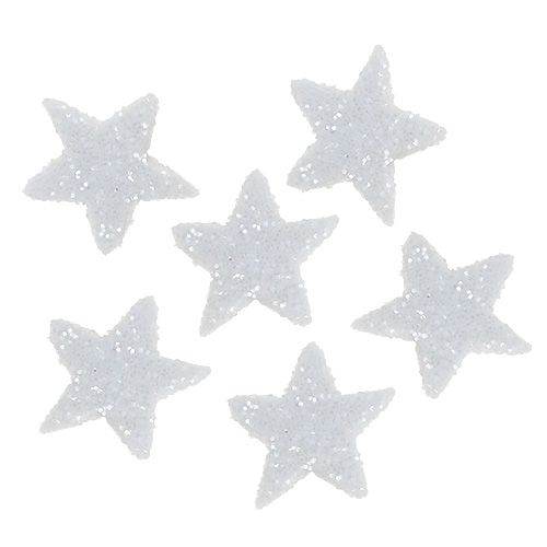 Floristik24 Žvaigždžių blizgučiai 1,5cm baltai pabarstyti 144vnt