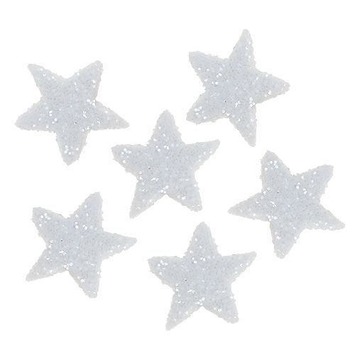 Floristik24 Star Glitter 1,5cm baltai pabarstyti 144vnt