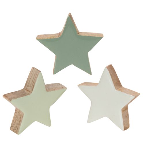 Medinių žvaigždžių dekoracijų rinkinys stalui ir palangei, 5 cm, 9 dalys