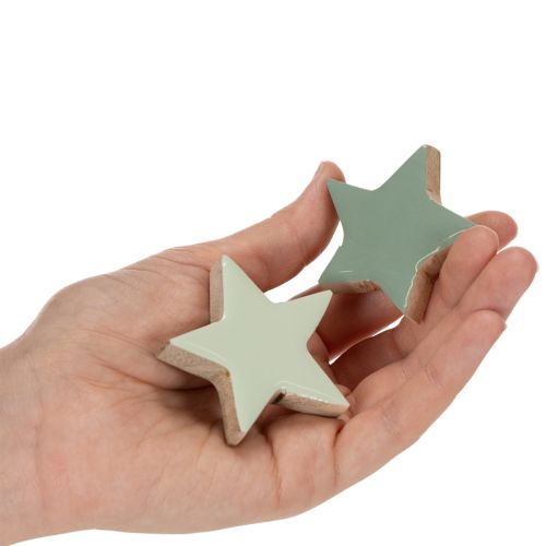 Medinių žvaigždžių dekoracijų rinkinys stalui ir palangei, 5 cm, 9 dalys | Floristik24.lt