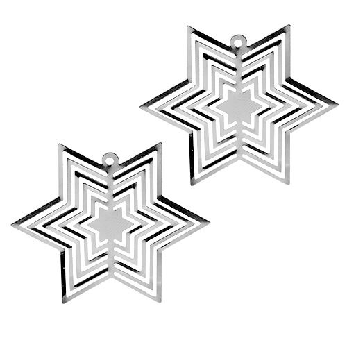 Floristik24 Star metal silver 6cm 24vnt