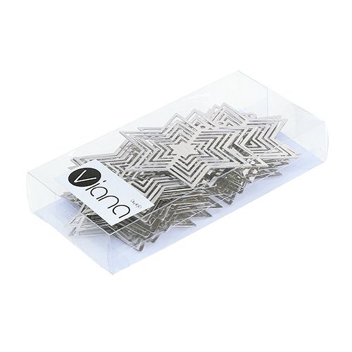 Floristik24 Star metal silver 6cm 24vnt