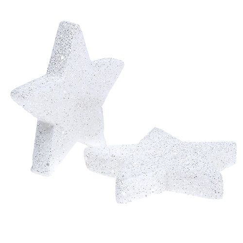 Floristik24 Žvaigždės baltos 6,5cm su žėručiu 36vnt