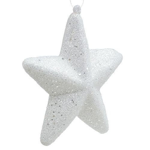 daiktų Žvaigždė balta su blizgučiais 11,5 cm