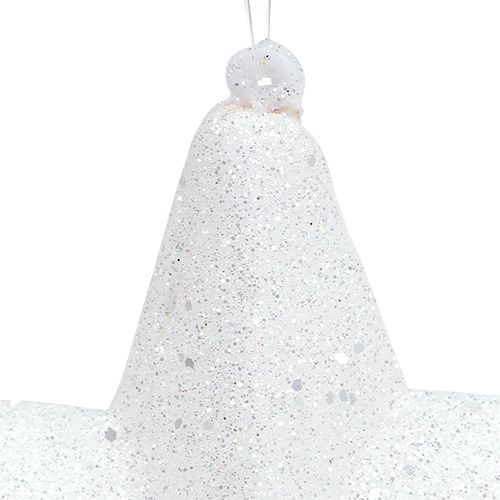 daiktų Žvaigždė balta su blizgučiais 11,5 cm