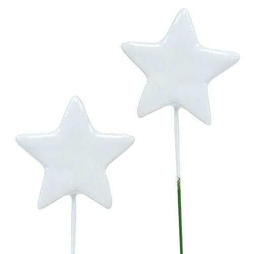 Floristik24 Žvaigždė ant vielos 5cm balta 48 vnt