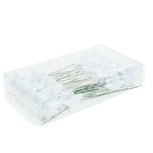 Floristik24 Žvaigždė ant vielos 5cm balta 48 vnt