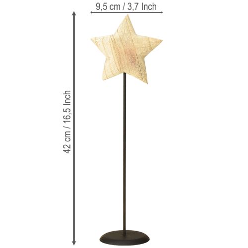daiktų Žvaigždė pagaminta iš medžio, natūralios medinės žvaigždės formos stalo dekoracija, aukštis 42 cm