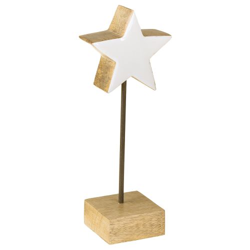 Medinė žvaigždė, baltos, medinės žvaigždės, pastatomos, aukštis 23 cm, 2 vnt.