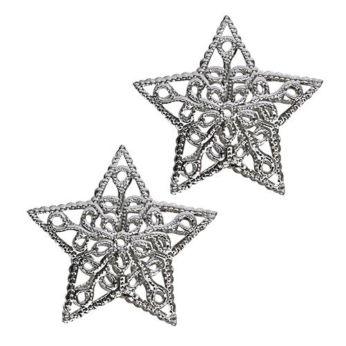 Metalinė žvaigždė sidabrinė 6cm 20vnt