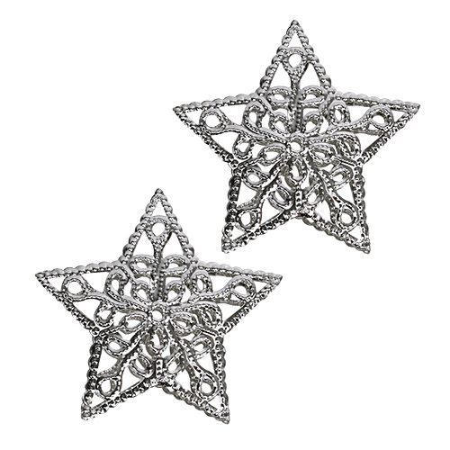 Žvaigždė iš metalo sidabro 6cm 20 vnt