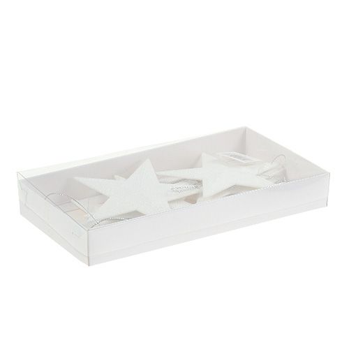 Floristik24 Žvaigždė pakabinti balta 11cm L19cm 6vnt