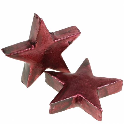 daiktų Deco žvaigždės tamsiai raudonos 4cm 12vnt