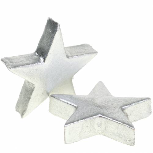 daiktų Deco žvaigždės sidabrinės 4cm 12vnt
