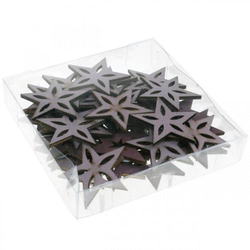 daiktų Deco medienos žvaigždės purpurinės puansetijos lipnus 4cm mišinys 36vnt
