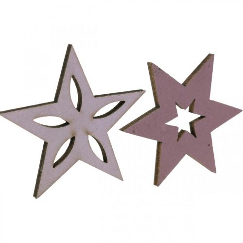 daiktų Deco medienos žvaigždės purpurinės puansetijos lipnus 4cm mišinys 36vnt