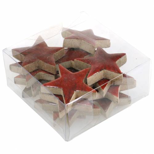 Floristik24 Taškinė dekoracija žvaigždė mango raudonai dažyta 5×5cm 16 vnt