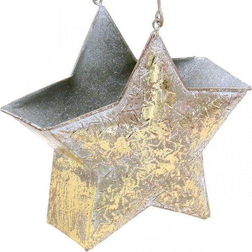 Floristik24 Dekoratyvinės žvaigždės metalas kabinimui ir dekoravimui Golden Ø13cm