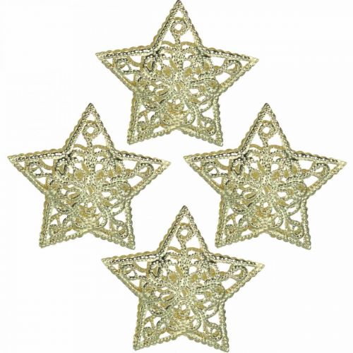 Išsklaidytos dekoravimo žvaigždės, šviesos grandinėlės tvirtinimas, kalėdinė, metalinė dekoracija auksinė Ø6cm 20 vnt.