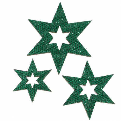 Floristik24 Išsklaidyta dekoracija žvaigždė žalia 3-5cm 48vnt