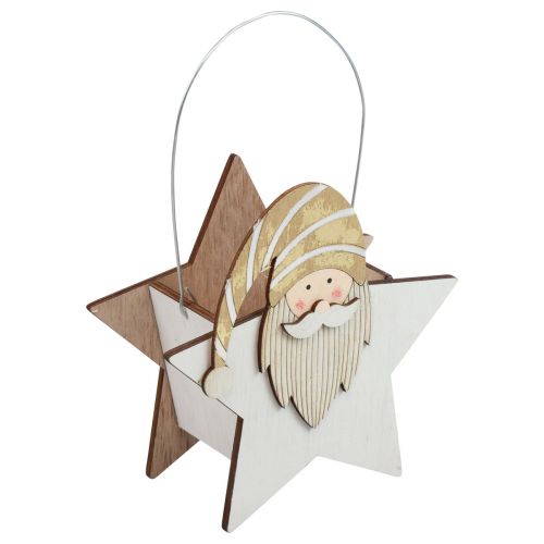 Žvaigždė iš medžio nykštuko aukso baltumo stalo puošmena 15,5×6×16,5 cm