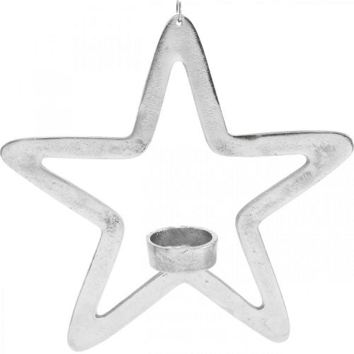 daiktų Dekoratyvinis žvaigždės arbatinės žvakės laikiklis metalinis, skirtas pakabinti sidabrą 24cm