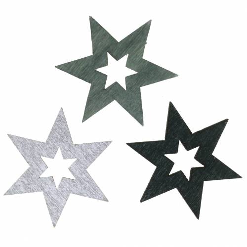 Floristik24 Išsklaidyta dekoravimo žvaigždė juoda, sidabrinė, tamsiai pilka asorti 4cm 72vnt