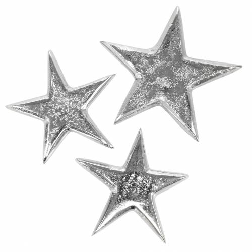 Floristik24 Žvaigždės iš metalo sidabro 8,6×8,2cm/6,9×6,7cm 8 vnt.