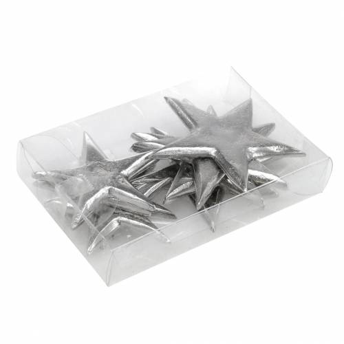 Floristik24 Žvaigždės iš metalo sidabro 8,6×8,2cm/6,9×6,7cm 8 vnt.