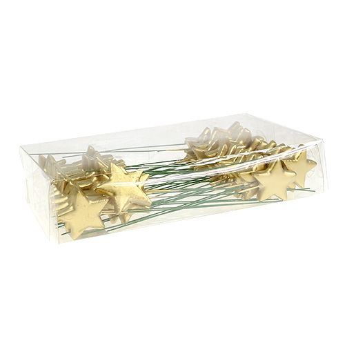 Floristik24 Žvaigždės ant vielos rankdarbiams auksas 5cm L23cm 48 vnt