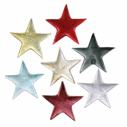 daiktų Deco žvaigždės įvairių spalvų matinis 4cm 12vnt