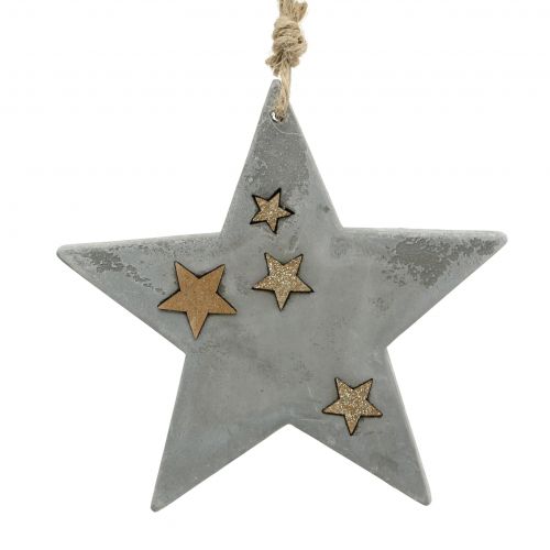 Floristik24 Kalėdinės žvaigždės pakabinamos iš betono pilkai auksinės spalvos 11,5cm 3vnt