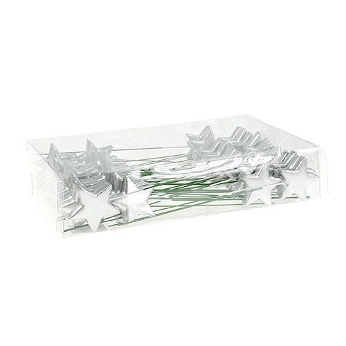 Floristik24 Žvaigždės ant vielos sidabro 5cm L23cm 48 vnt