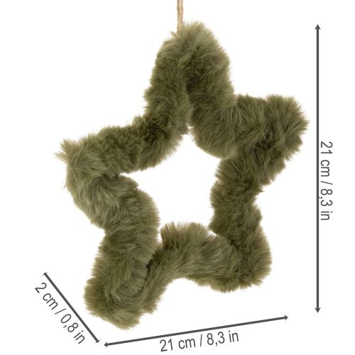 Dirbtinio kailio žvaigždžių pakabukai, pliušiniai, langams ir durims, 21 cm, 4 vnt. | Floristik24.lt