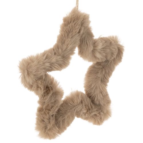 Pakabinama dekoratyvinė žvaigždė iš dirbtinio kailio, 21 cm, 4 dalys