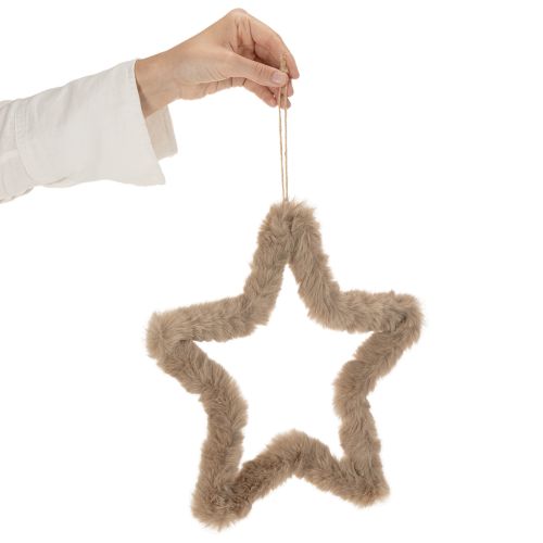 Dekoratyvinė žvaigždės formos dirbtinio kailio dekoracija pakabinimui, 30 cm, 3 dalys | Floristik24.lt