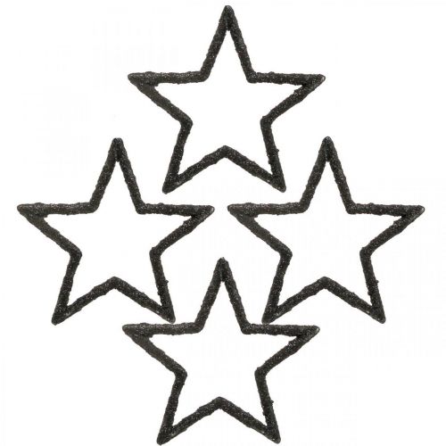 daiktų Dekoratyvinis papuošimas Kalėdų žvaigždės juodi blizgučiai Ø4cm 120p