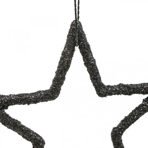 daiktų Kalėdinės dekoracijos žvaigždės pakabukas juodi blizgučiai 7,5cm 40p