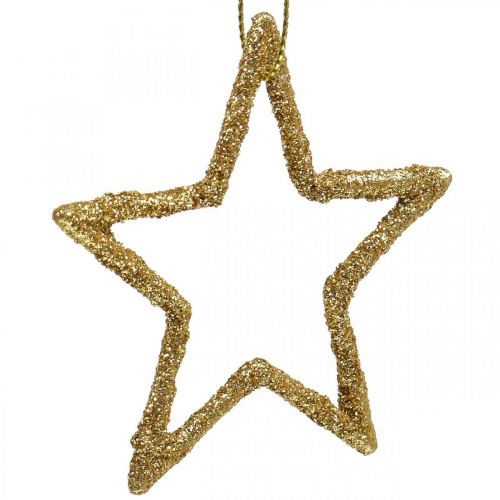 daiktų Kalėdų puošmena žvaigždės pakabukas auksiniai blizgučiai 7,5cm 40p