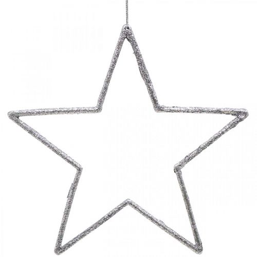 Floristik24 Kalėdinės dekoracijos žvaigždės pakabukas sidabro blizgučiai 17,5cm 9vnt