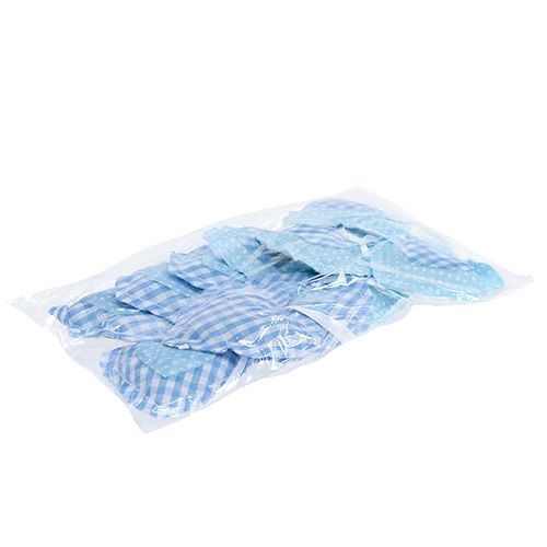 Floristik24 Medžiaginės pakabos širdies formos 7cm 12vnt mėlynos, baltos