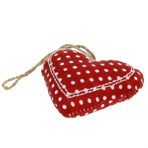 Floristik24 Medžiaginis širdies mišinys pakabinimui raudona, balta, natural 6cm 6vnt