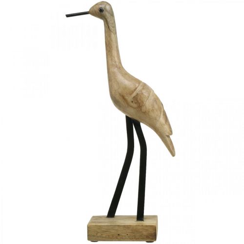 daiktų Medinė bridutė, stovi gervė, dekoratyvinis paukštis natūralios spalvos, juodas H40cm