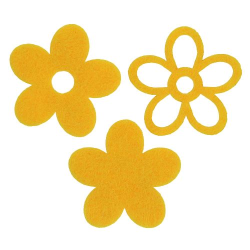Floristik24 Dekoratyvinis veltinis gėlių geltonas asorti 4cm 72 vnt