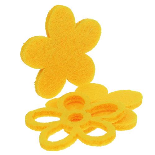 Floristik24 Dekoratyvinis veltinis gėlių geltonas asorti 4cm 72 vnt
