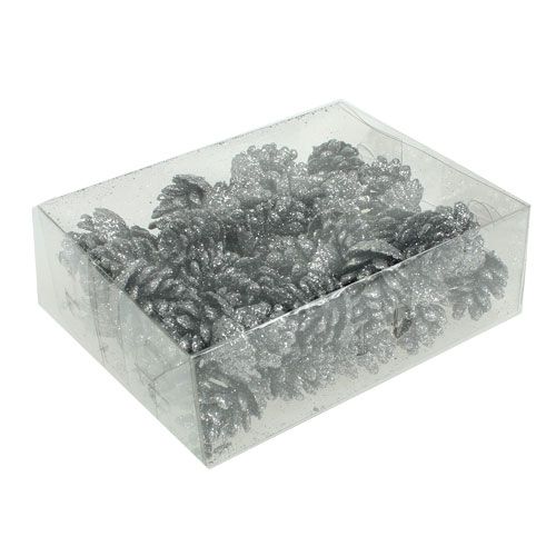 Floristik24 Kankorėžiai kankorėžiai sidabriniai 3cm 48 vnt